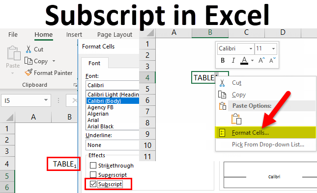 put a subscript in excel for mac